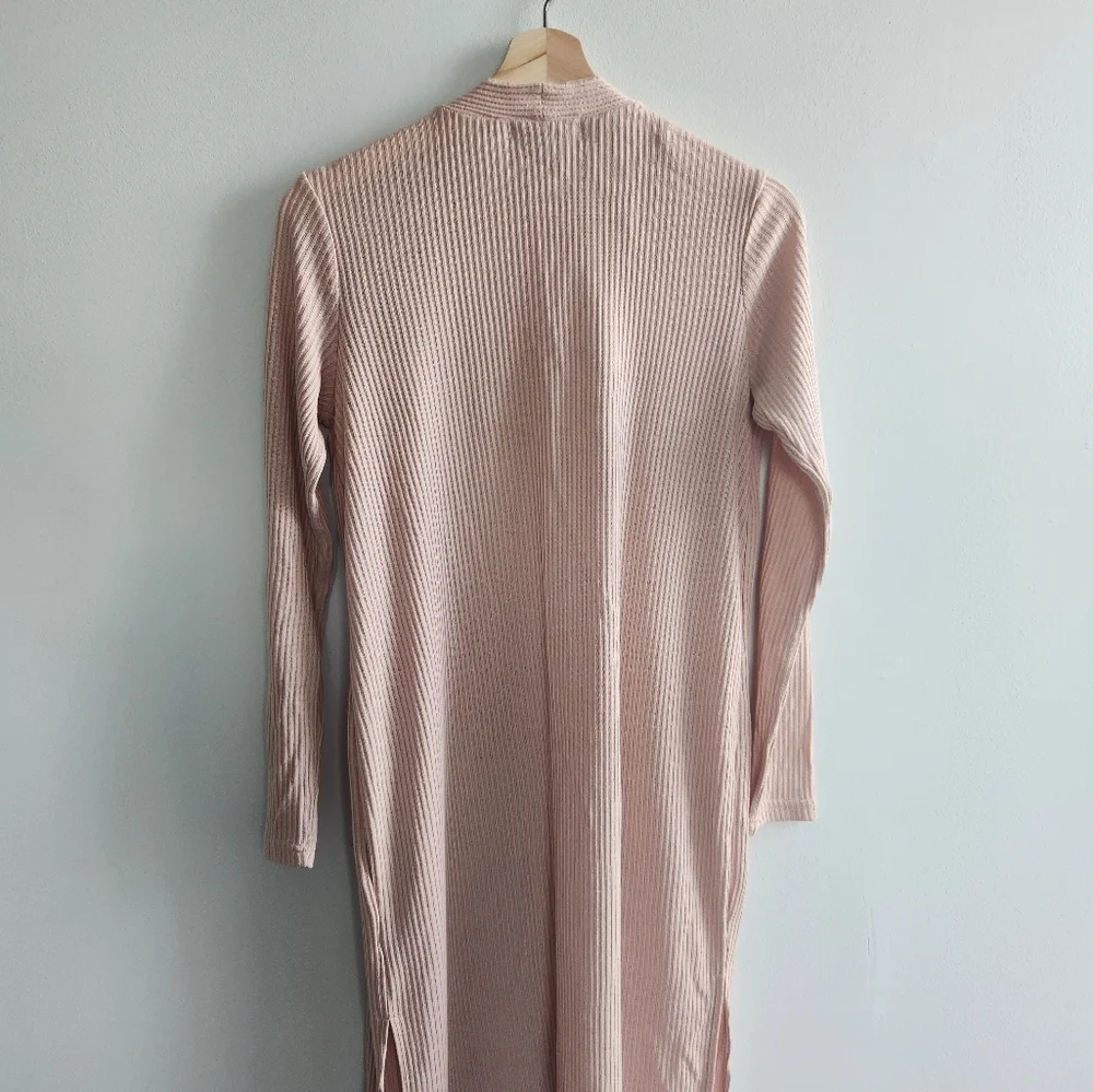 Cream Ribbed Long Cardigan - Picture 2 of 5